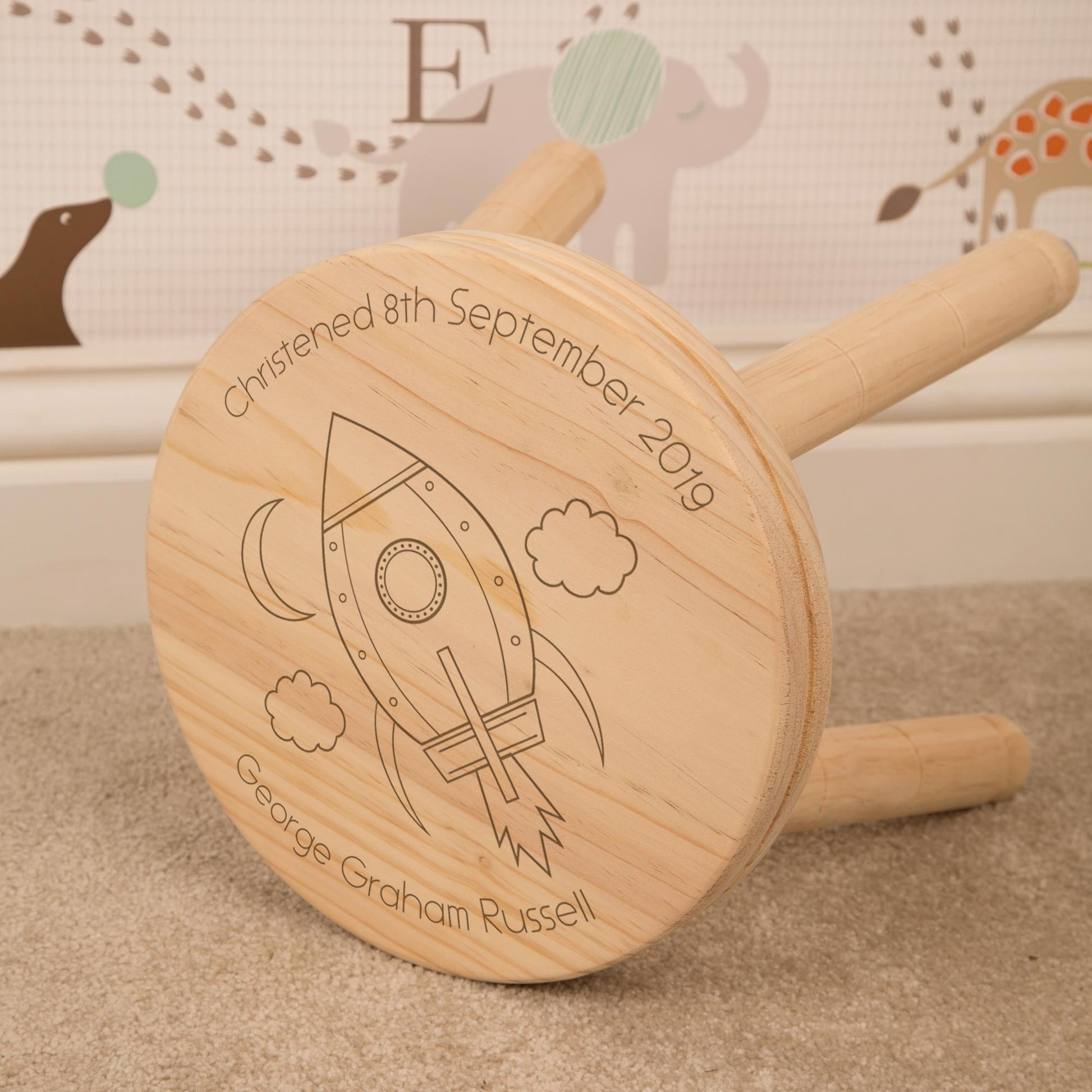 Personalised Children’s Laser Engraved Space Rocket Stool