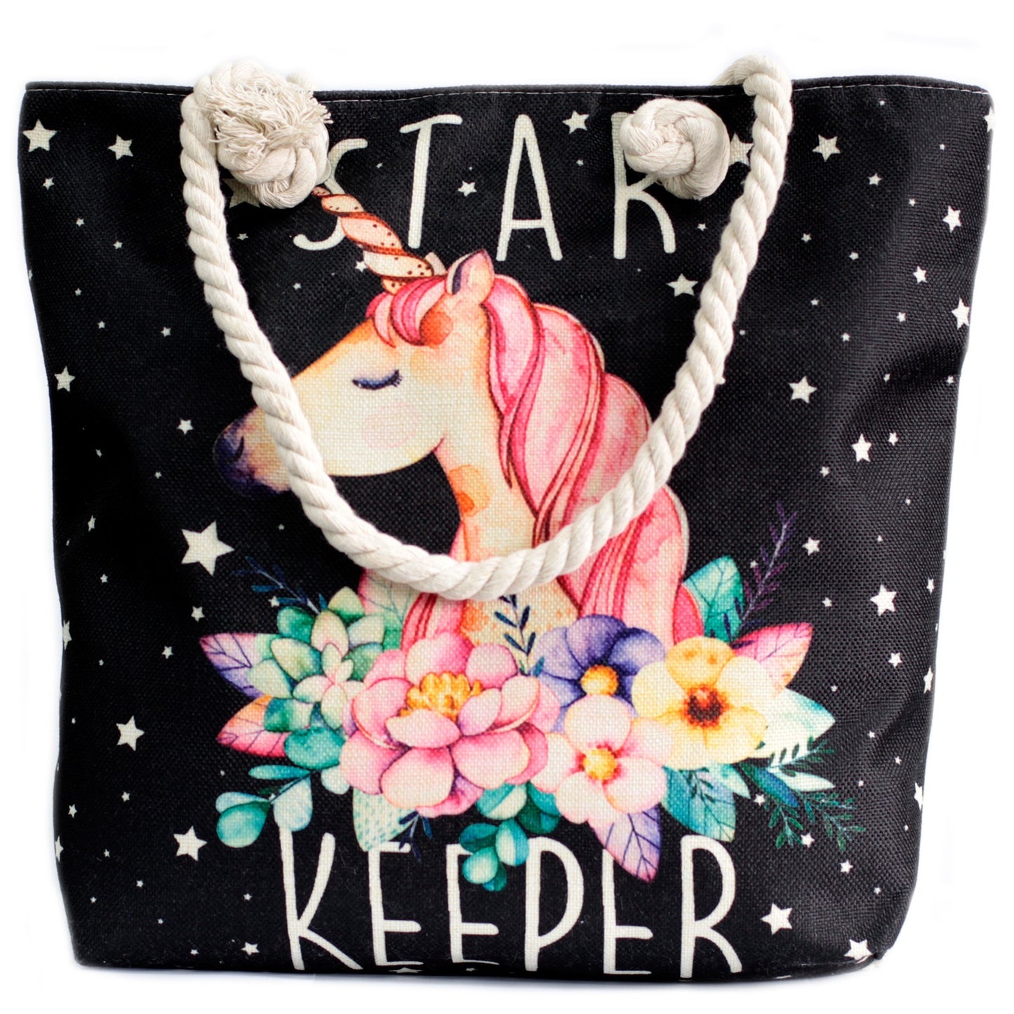 Star Unicorn Keeper Rope Handle Beach Tote Bag - Myhappymoments.co.uk