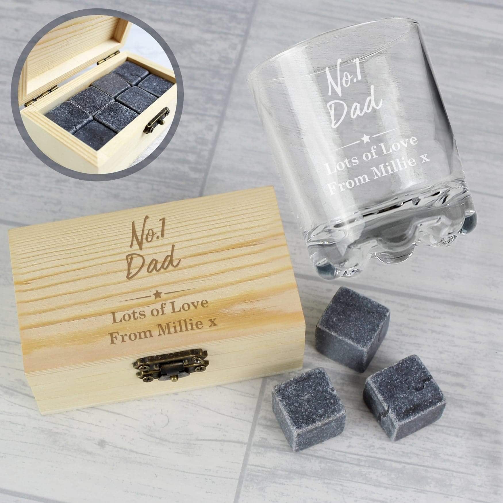 Personalised No.1 Whisky Stones & Glass Set