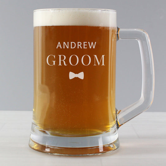 Personalised Groom Pint Stern Glass Tankard