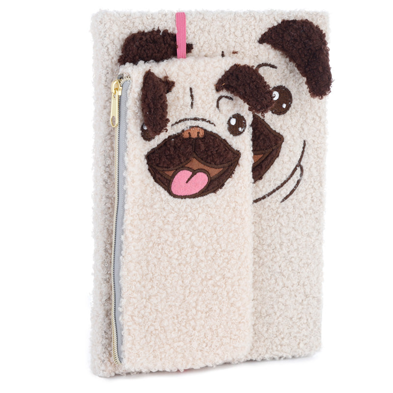 Mopps Pug Plush Fleece A5 Notepad & Pencil Case Set