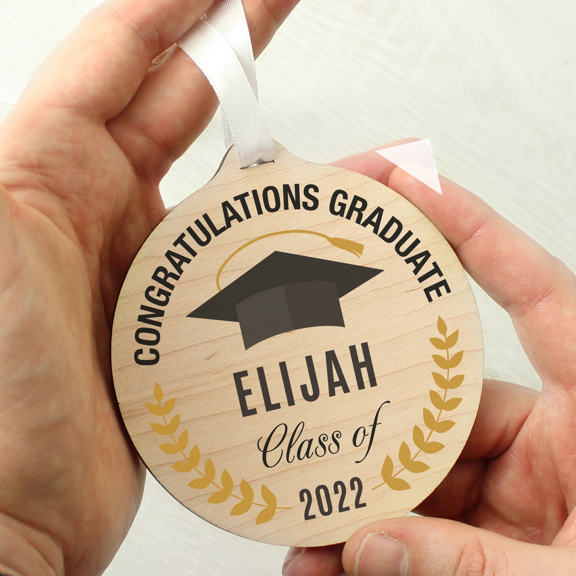 Personalised Graduation Round Wooden Medal