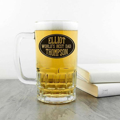 Personalised World's Best Dad Glass Tankard Beer - Myhappymoments.co.uk