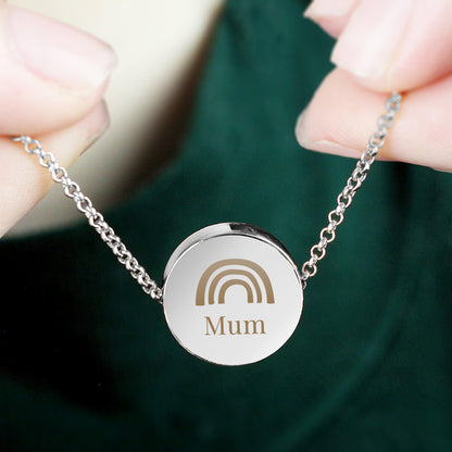 Personalised Rainbow Disc Necklace - Silver