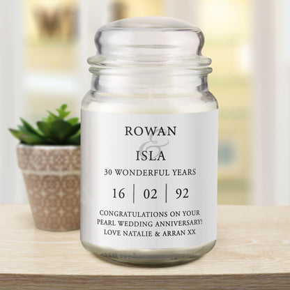 Personalised Couples Large Scented Jar Candle