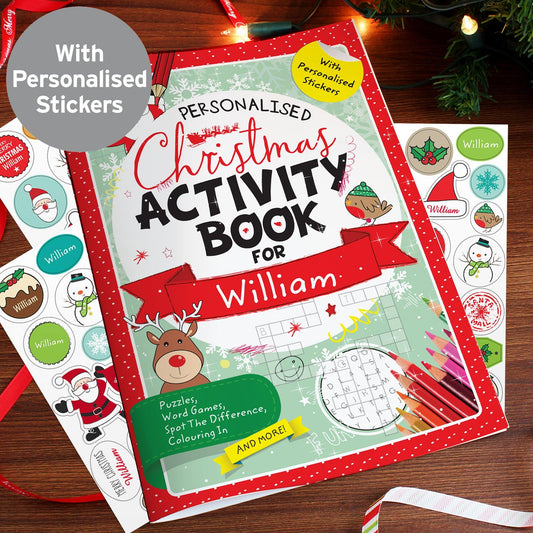 Personalised Christmas Activity Book with Stickers - Myhappymoments.co.uk