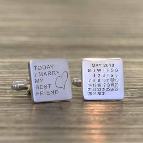 Personalised Today I Marry My Best Friend Wedding Cufflinks - Myhappymoments.co.uk