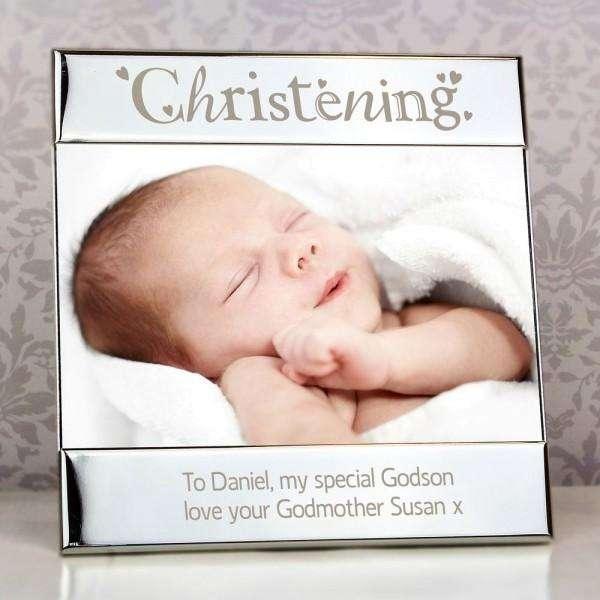 Personalised Silver Christening Square 6x4 Photo Frame - Myhappymoments.co.uk