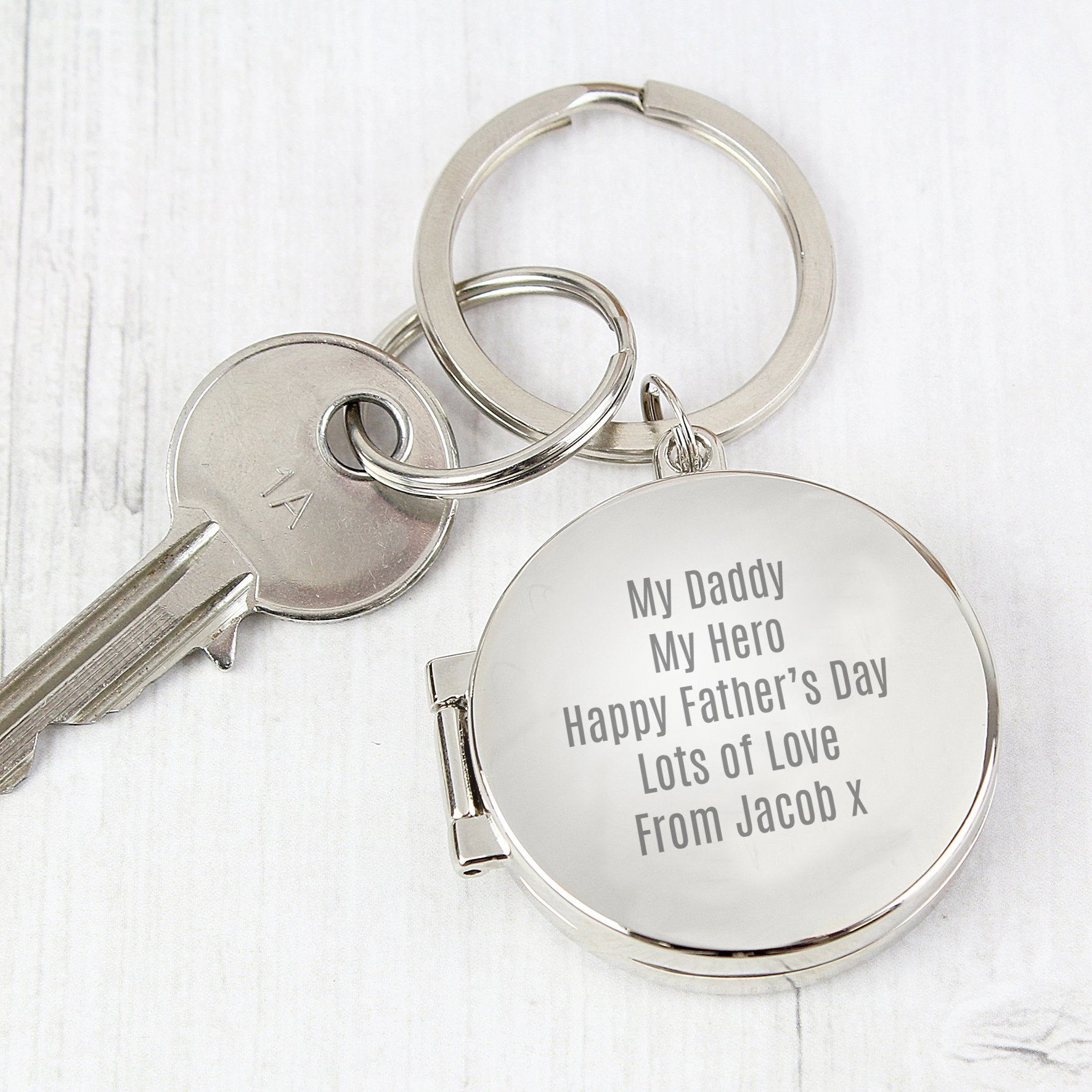 Personalised Free Text Photo Locket Keyring