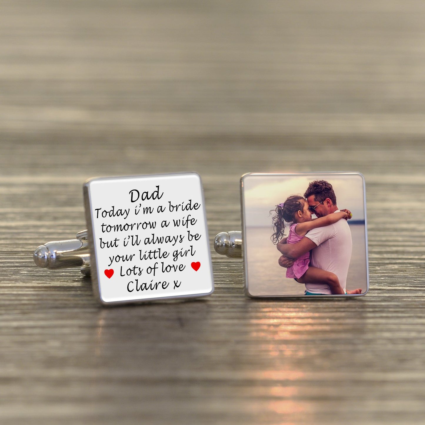 Personalised Today A Bride, Tomorrow A Wife But Always Your Little Girl Cufflinks