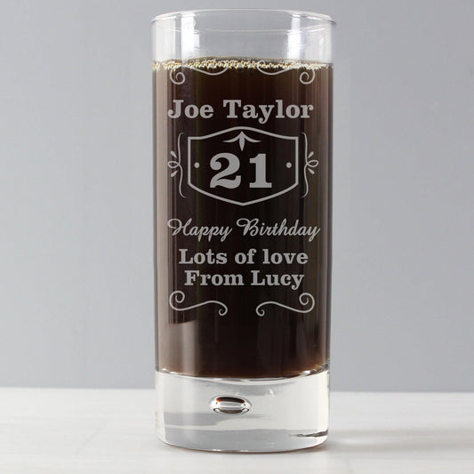 Personalised Birthday Hi Ball Bubble Glass