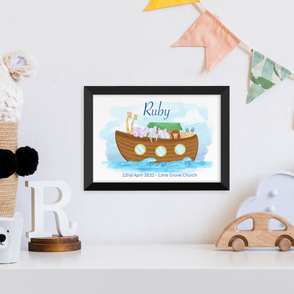 Personalised Noah's Ark Black Framed Print