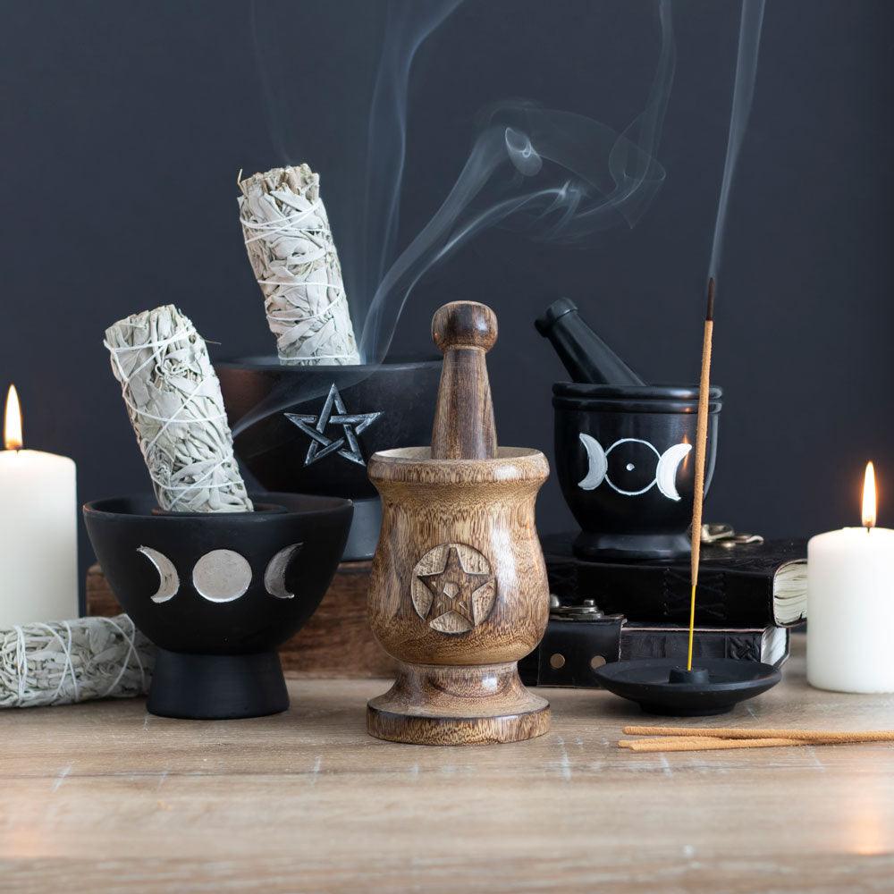 Black Pentagram Terracotta Smudge Stick Bowl