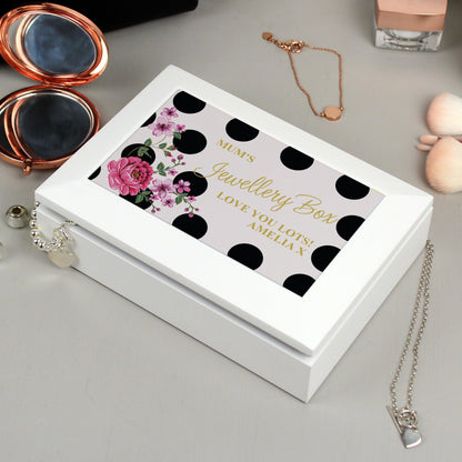 Personalised Floral Dot Jewellery Box - Myhappymoments.co.uk