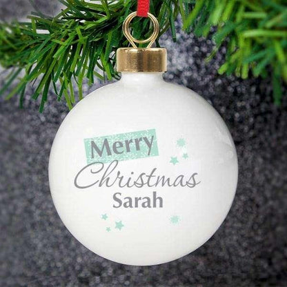 Personalised Merry Christmas Snowflake Bauble - Myhappymoments.co.uk