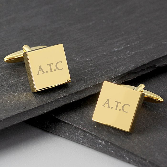 Personalised Gold Plated Square Cufflinks - Myhappymoments.co.uk