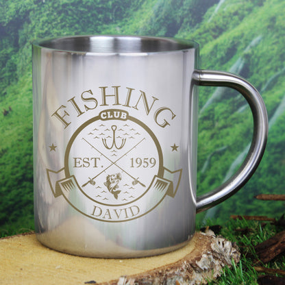 Personalised Fishing Club Stainless Steel Mug