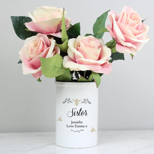 Personalised Floral Bee Flower Pot