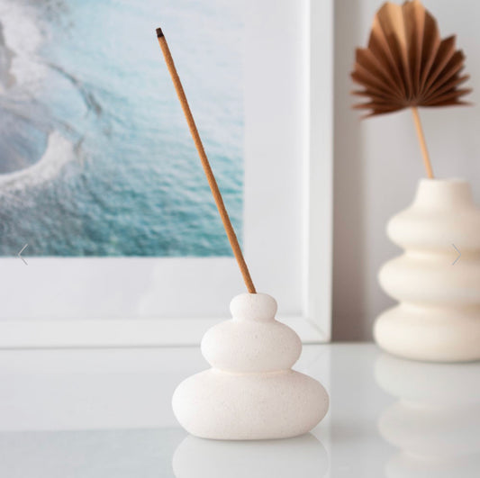 Cream Speckle Balancing Stones Incense Stick Holder