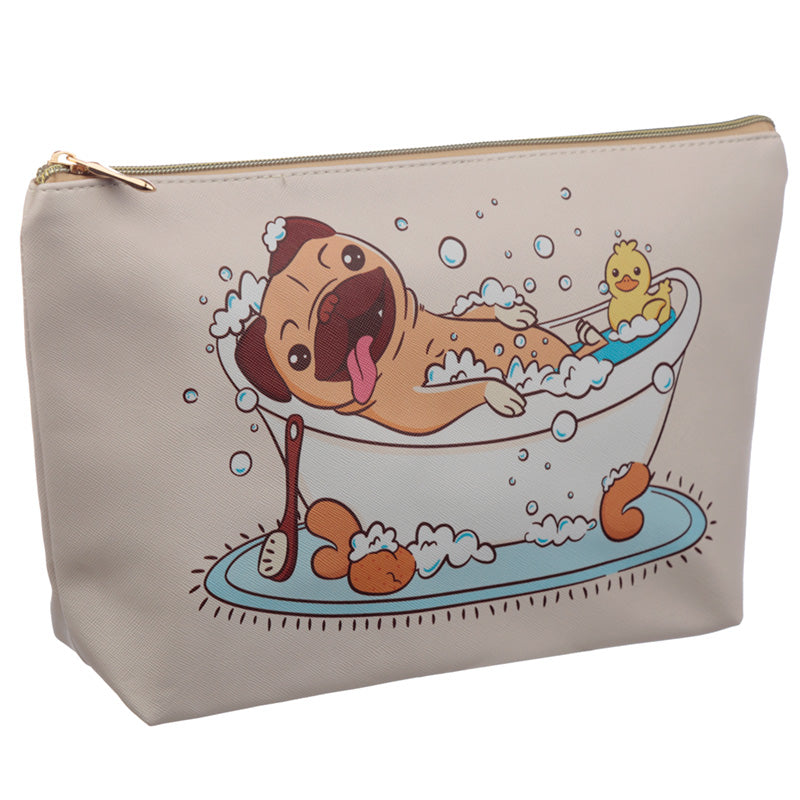 Mopps Pug Large PVC Toiletry Makeup Wash Bag