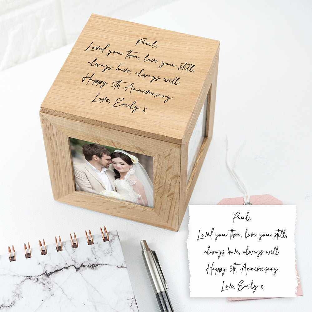 Personalised Handwriting Photo Cube | Wedding Anniversary Gift