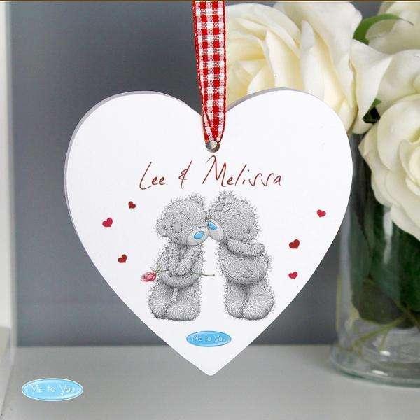 Personalised Me to You Couples Wooden Heart Decoration - Myhappymoments.co.uk