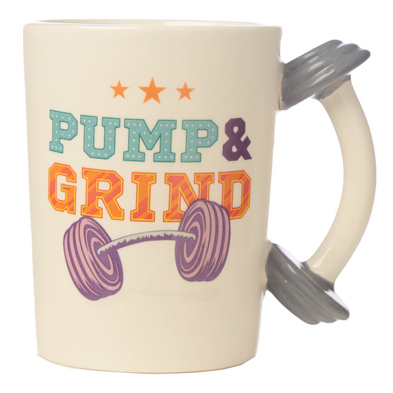 Pump & Grind Dumbell Shaped Handle Mug - Myhappymoments.co.uk