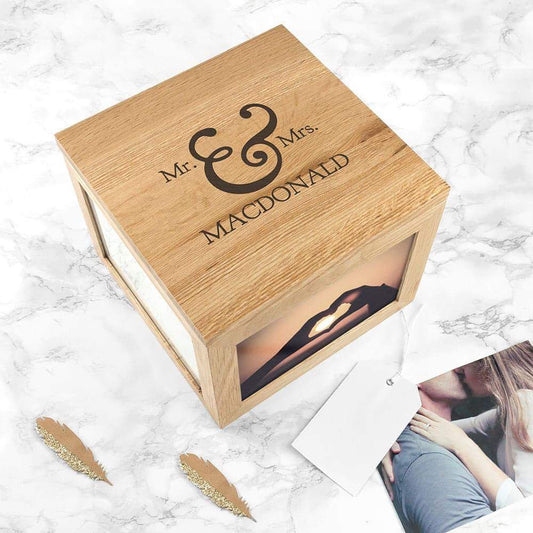 Personalised Wedding Oak Photo Keepsake Box - Myhappymoments.co.uk