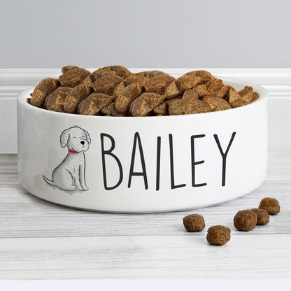 Personalised Scribble Dog 14cm Medium Pet Bowl