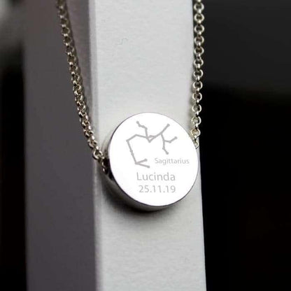 Personalised Sagittarius Zodiac Star Sign Silver Tone Necklace (November 22nd - December 21st) - Myhappymoments.co.uk