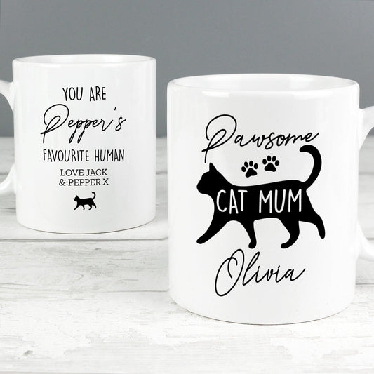 Personalised Pawsome Cat Mum Mug