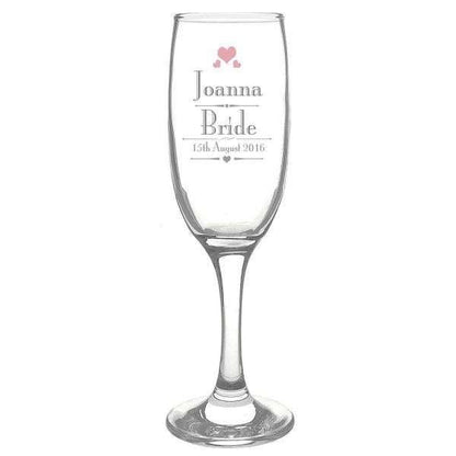 Personalised Decorative Wedding Female Glass Flute - Myhappymoments.co.uk