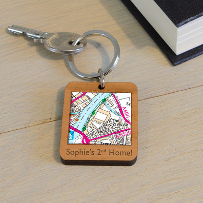 Football Stadium Map Wooden Keyring