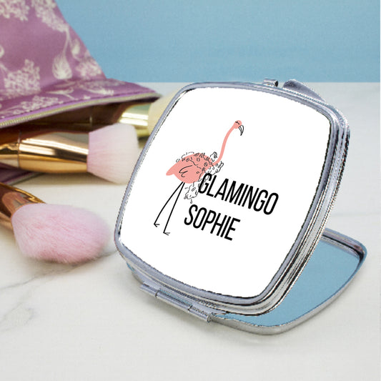 Personalised Glamingo Square Compact Mirror