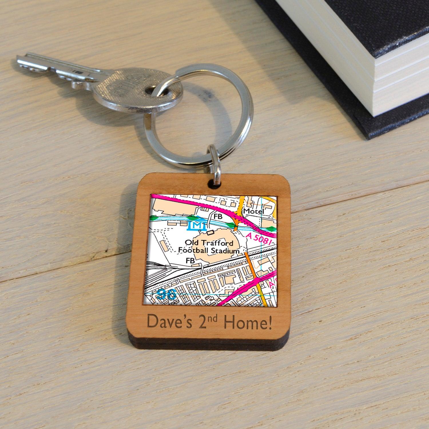 Football Stadium Map Wooden Keyring