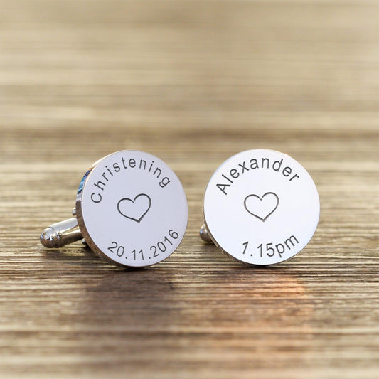 Personalised Christening Name Cufflinks - Myhappymoments.co.uk