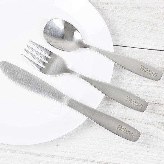 Personalised 3 Piece Childrens Cutlery Set - Myhappymoments.co.uk