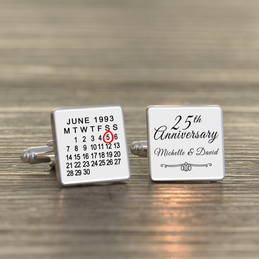 Personalised Anniversary Calendar Cufflinks