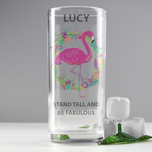 Personalised Flamingo Glass - Myhappymoments.co.uk