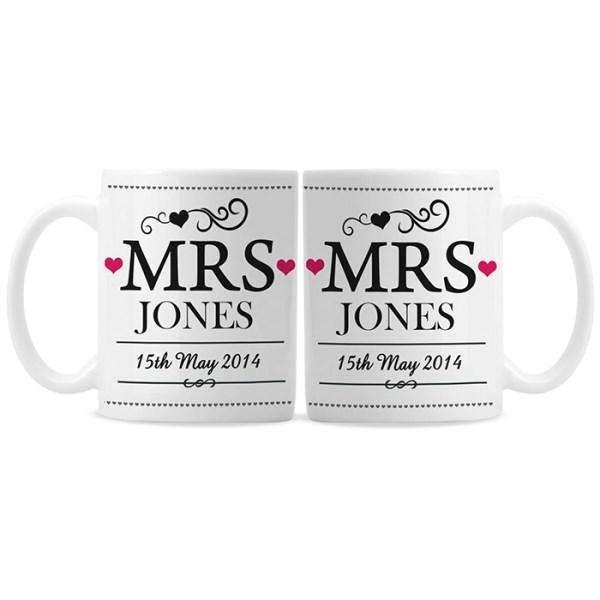 Personalised Mrs & Mrs Mug Set - Myhappymoments.co.uk