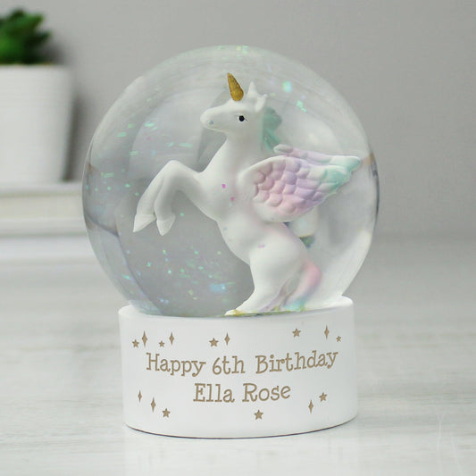 Personalised Unicorn Snow Globe - Girl’s Birthday Gift 