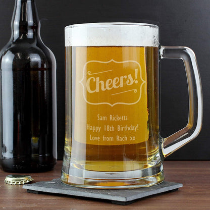 Personalised Cheers Glass Tankard - Myhappymoments.co.uk