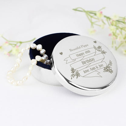 Personalised Garden Bloom Round Trinket Box - Myhappymoments.co.uk