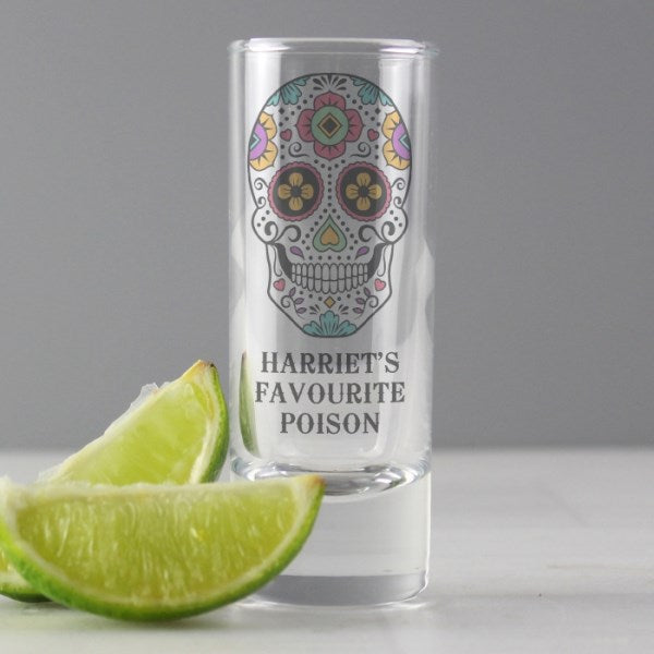 Personalised Sugar Skull Shot Glass - Myhappymoments.co.uk