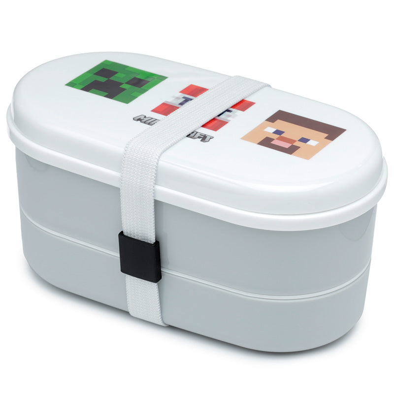 Minecraft Faces Stacked Bento Box Lunch Box with Fork & Spoon