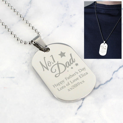 Personalised No.1 Dad Dog Tag Necklace - Myhappymoments.co.uk