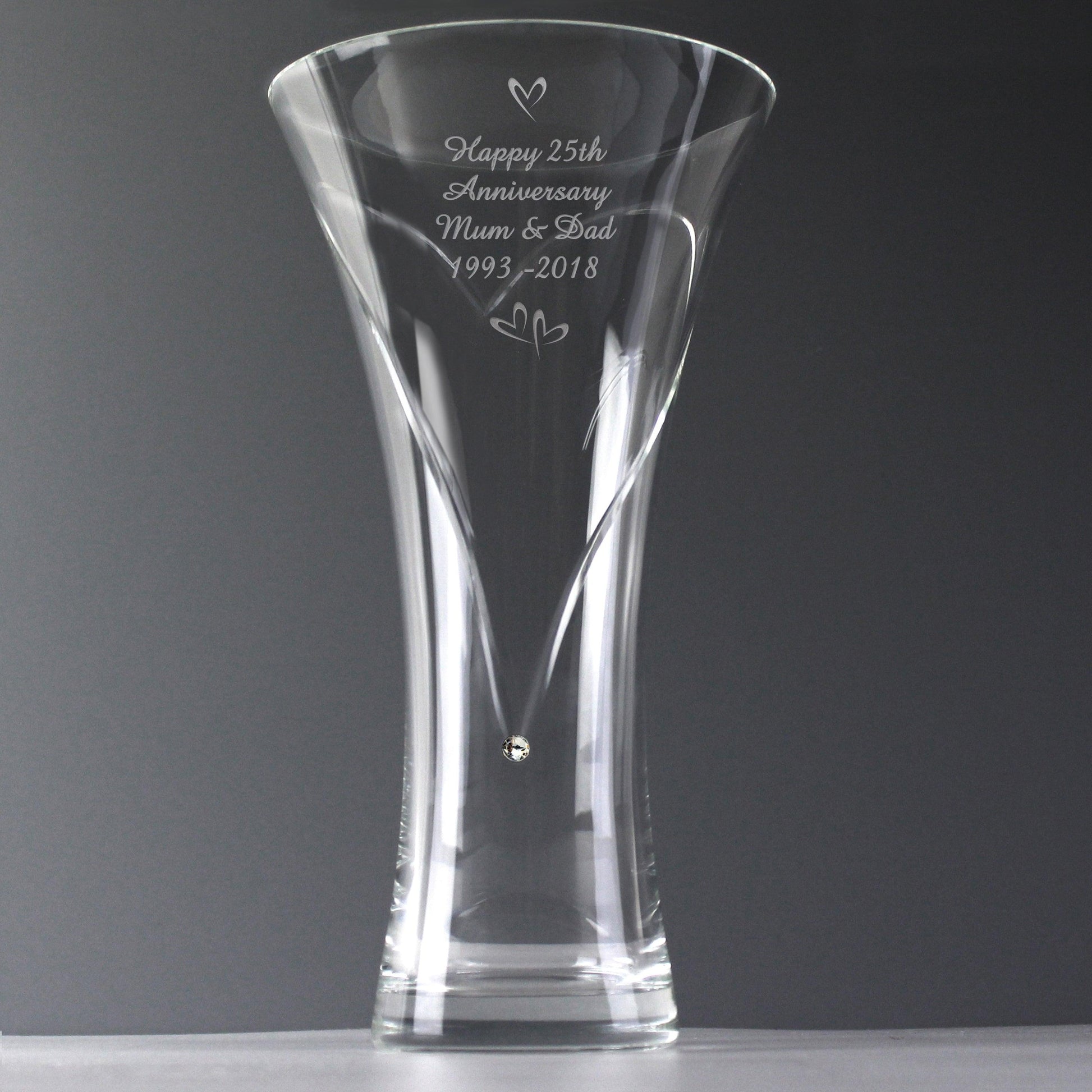 Personalised Diamante Little Hearts Large Vase - Myhappymoments.co.uk