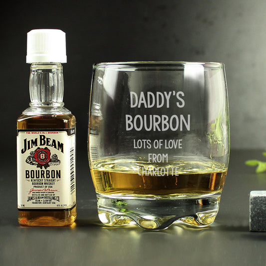 Personalised Tumbler Glass and Jim Beam Miniature Set