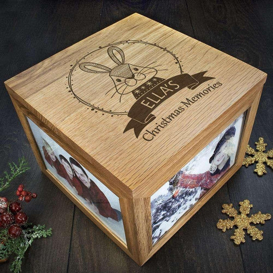 Personalised Woodland Rabbit Christmas Memory Photo Keepsake Box - Myhappymoments.co.uk