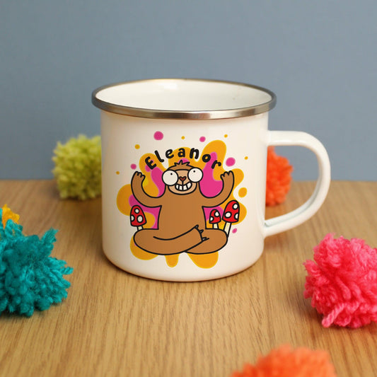 Personalised Groovy Sloth Enamel Mug